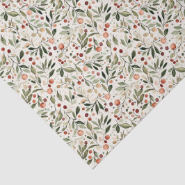 Papel De Seda Navidades festivos Verdor Berries Rojas