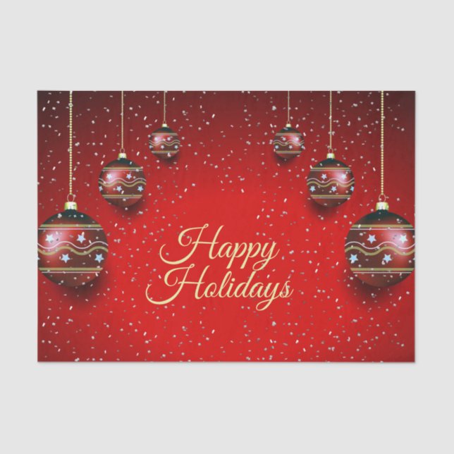 Papel De Seda Navidades Fiesta Golden Red Winter Holidays Elegan (Anverso)