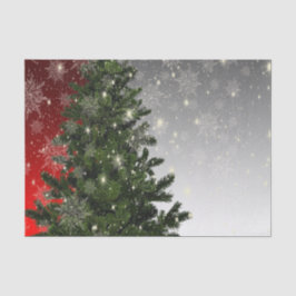 Papel De Seda Navidades Fiesta Green Tree Red Silver Snowflakes