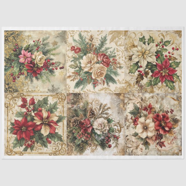 Papel De Seda Navidades Floral Coaster Set (Anverso)