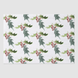 Papel De Seda Navidades Floral Holly Red Berries