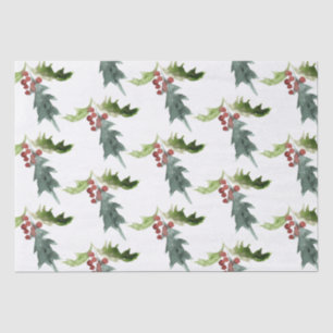 Papel De Seda Navidades Floral Holly Red Berries