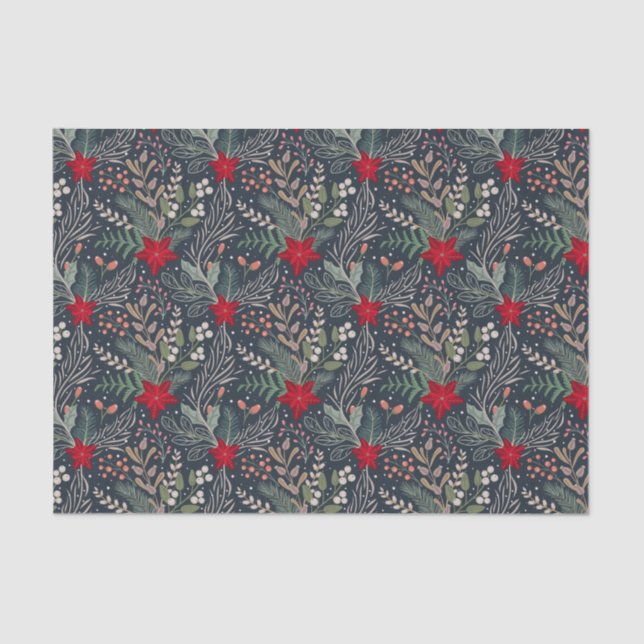 Papel De Seda Navidades Floral Poinsettia Winter Heather (Anverso)