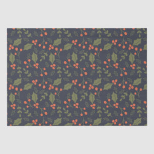Papel De Seda Navidades Foliage Holly Botánico de vacaciones mod