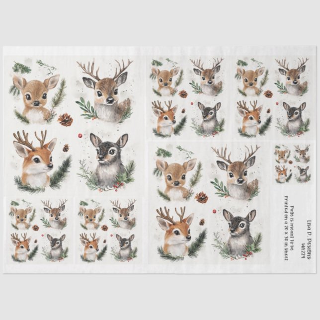 Papel De Seda Navidades Foliage Woodland Deer (Anverso)