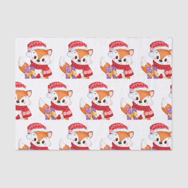 Papel De Seda Navidades Fox con regalo morado (Anverso)