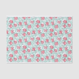 Papel De Seda Navidades Gatitos con Peppermint Candy Baubles