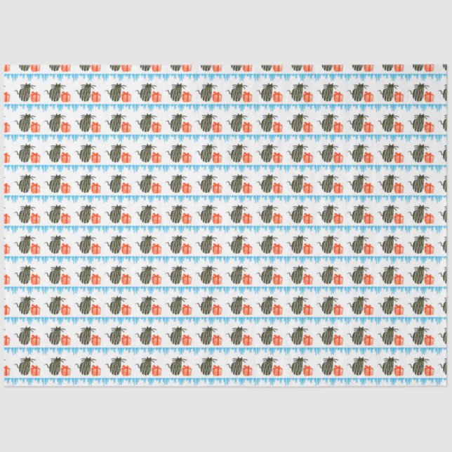 Papel De Seda Navidades Gatos, Presentes y Ciclos de Hielo (Anverso)