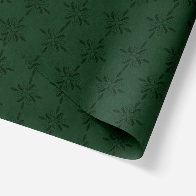 Papel De Seda Navidades geométricos Flores Poinsettia Verde oscu (Green Monochrome poinsettia flower geometric illustration in wrapping tissue paper)