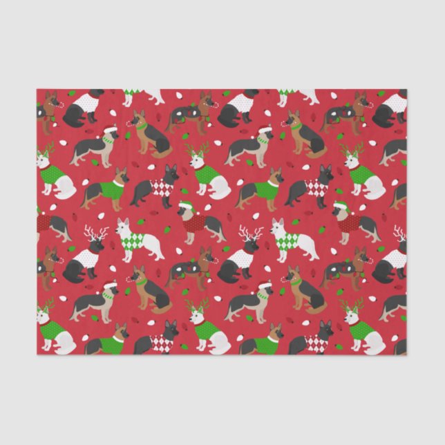 Papel De Seda Navidades German Shepherd (Anverso)