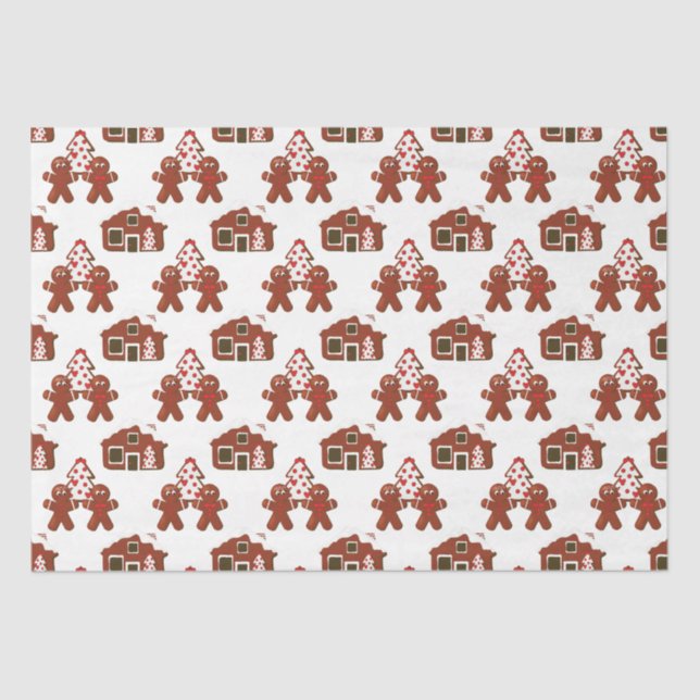 Papel De Seda Navidades Gingerbread Cookie House People (Anverso)