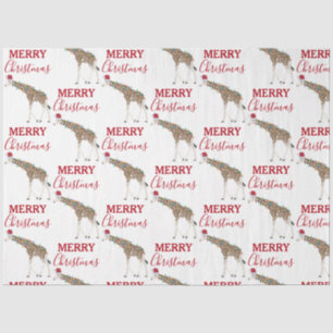 Papel De Seda Navidades Giraffe gracioso animal con Santa Hat