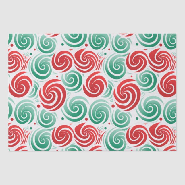 Papel De Seda Navidades giran rojo, verde y blanco (Anverso)