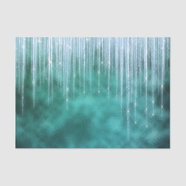 Papel De Seda Navidades Glam Green White Icicles (Anverso)