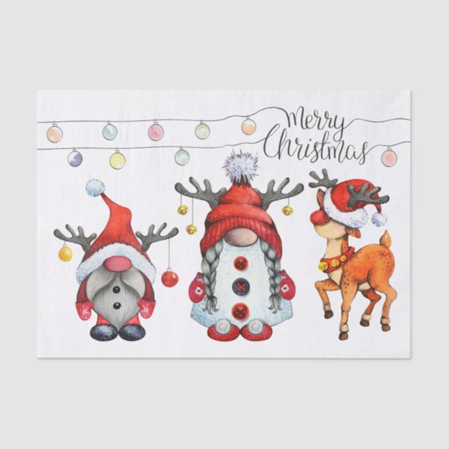Papel De Seda Navidades Gnome Rudolph Deer (Anverso)