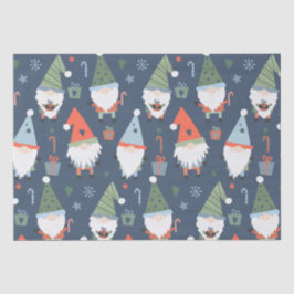 Papel De Seda Navidades Gnomes Santa Claus Blue Green Whimsical