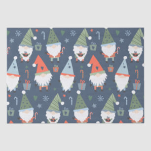 Papel De Seda Navidades Gnomes Santa Claus Blue Green Whimsical
