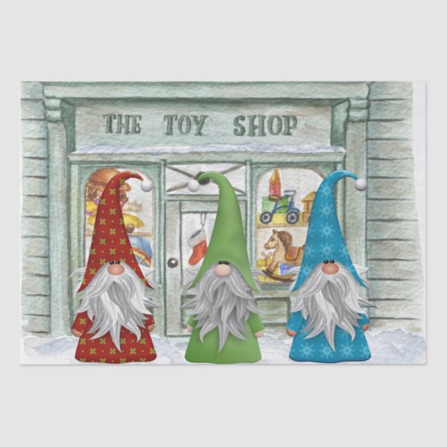 Papel De Seda Navidades Gnomes Toy Shop (Anverso)