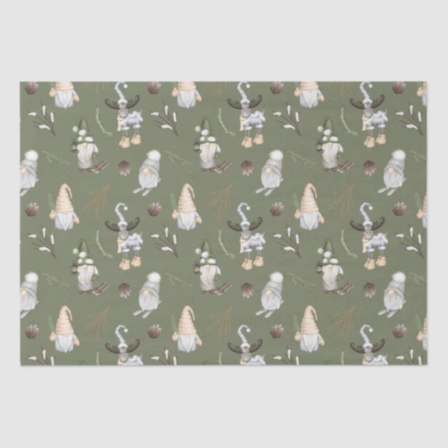 Papel De Seda Navidades Gnomes Woodland (Anverso)