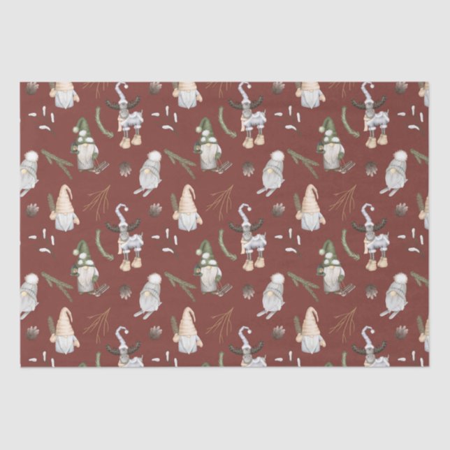 Papel De Seda Navidades Gnomes Woodland Tissue Paper (Anverso)