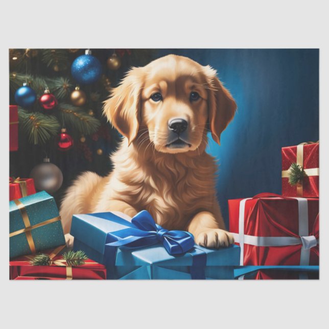 PAPEL DE SEDA NAVIDADES GOLDEN RETRIEVE PUPPY (Anverso)