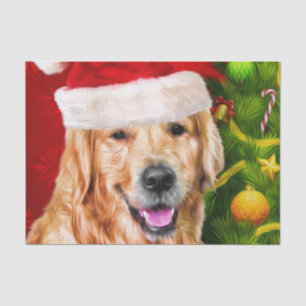 Papel De Seda Navidades Golden Retriever Dog Santa