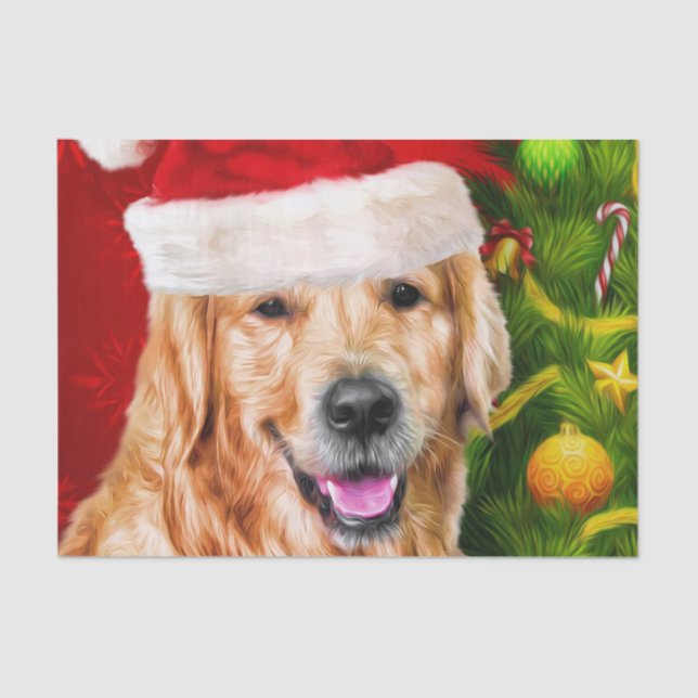 Papel De Seda Navidades Golden Retriever Dog Santa (Anverso)