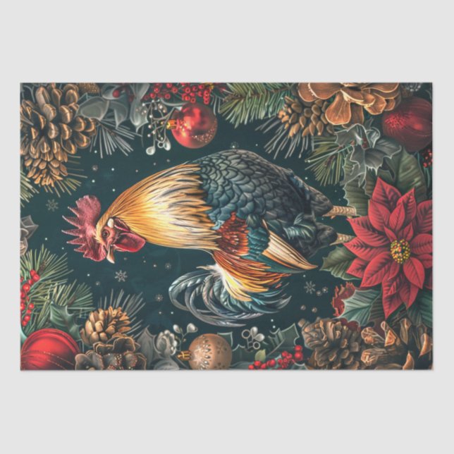 Papel De Seda Navidades Golden Rooster Decoupage (Anverso)