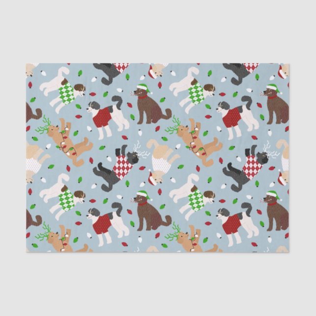 Papel De Seda Navidades Goldendoodle Labradoodle Tissue Paper (Anverso)