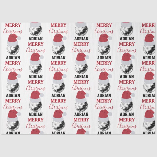 Papel De Seda Navidades Golf Ball Sports Nombre personalizado (Anverso)