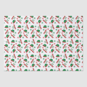 Papel De Seda Navidades Gorra Elf Patrón copos de nieve Verde Ro
