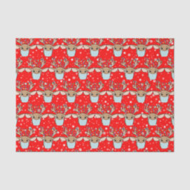 Papel De Seda Navidades graciosos, renos vestidos con una máscar