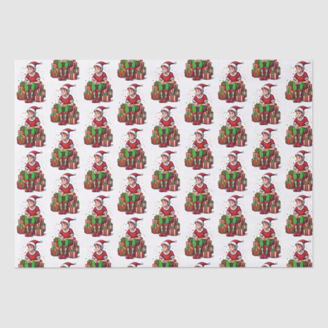 Papel De Seda Navidades graciosos Santa Claus Elf Kid (Anverso)