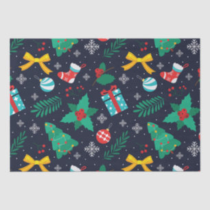 Papel De Seda Navidades GreenTrees, Flakes, Stockings Pattern
