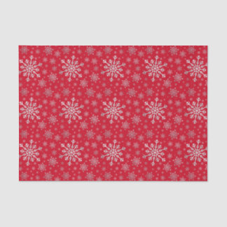 Papel De Seda Navidades gris plateados con copos de nieve en roj