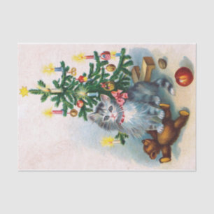 Papel De Seda Navidades Gris Super Cute Árbol Decorado