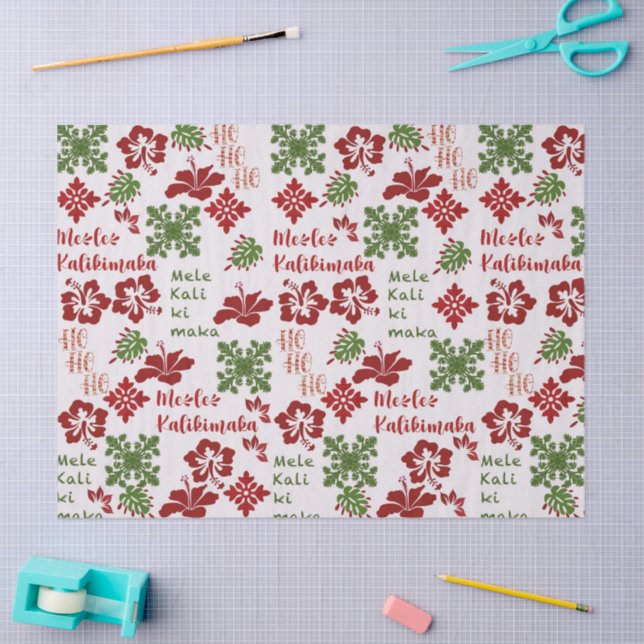 Papel De Seda Navidades hawaianos - Mele Kalikimaka 1 (Artesanía)