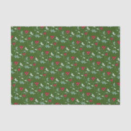 Papel De Seda Navidades hojas huecas y bayas rojas rojo verde