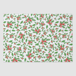 Papel De Seda Navidades hojas huecas y bayas rojas y verdes
