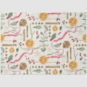 Papel De Seda Navidades Holly Berry Cinnamon Naranja Decoupage