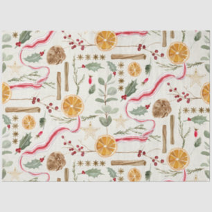 Papel De Seda Navidades Holly Berry Cinnamon Naranja Decoupage