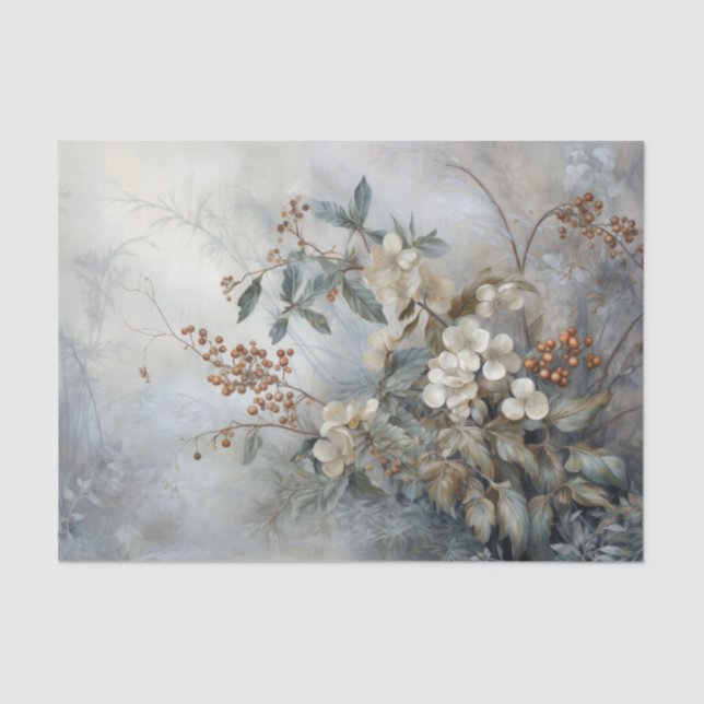 Papel De Seda Navidades Holly Berry en desenlace de invierno (Anverso)