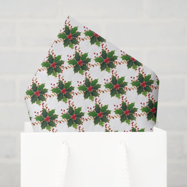 Papel De Seda Navidades Holly Berry Tissue Paper (Bolsa de regalo)
