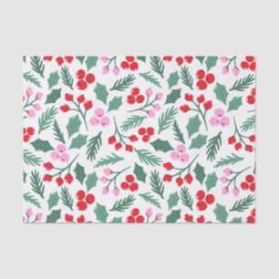 Papel De Seda Navidades Holly Berry y el patrón de hojas