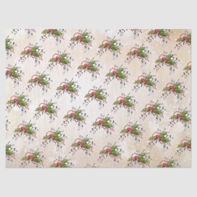 Papel De Seda Navidades Holly Branch Tissue Paper (Anverso)