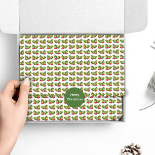Papel De Seda Navidades Holly Leaves & Berries Bells y Regalo