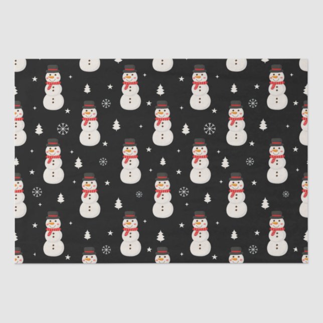 Papel De Seda Navidades inteligentes Snowman Black (Anverso)