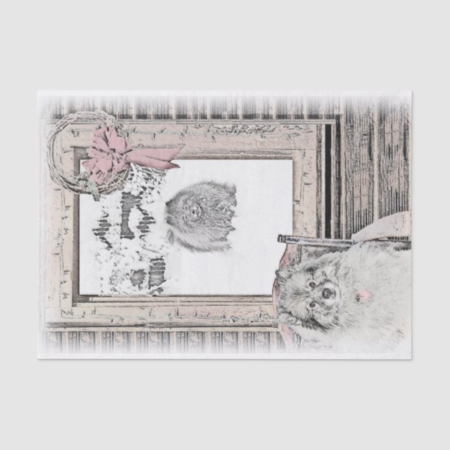 Papel De Seda Navidades Keeshond Ventana de Invierno Pintura de  (Anverso)