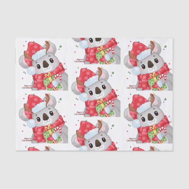 Papel De Seda Navidades koala con Earmuffs (Anverso)
