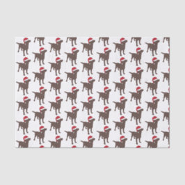 Papel De Seda Navidades Labrador Chocolate Perro En Santa Hat